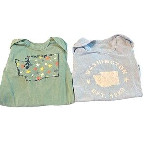 Pair Home Free Size 18 Months Washington State 1 piece Bodysuits Snap Bottom